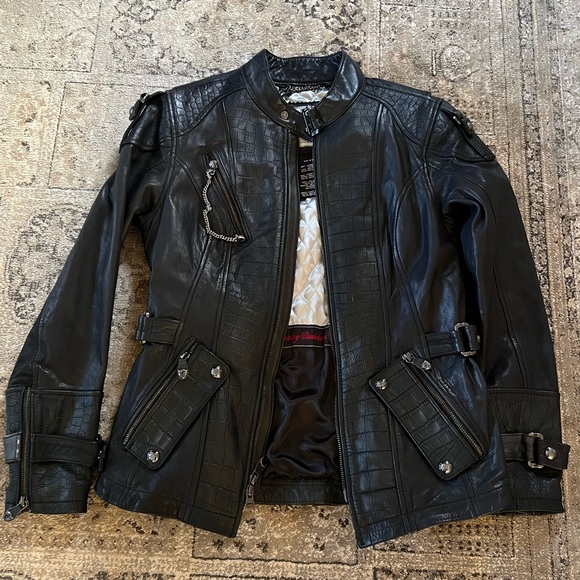 NWT HARLEY DAVIDSON Genuine Leather Riding Jacket Women’s Size Small - Picture 5 of 12